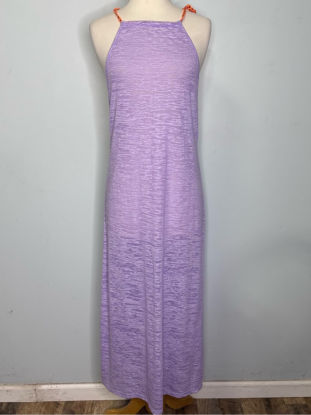 Pitusa Women’s Lavender Burnout Sheer Maxi Tank Beach Cover Up Dress